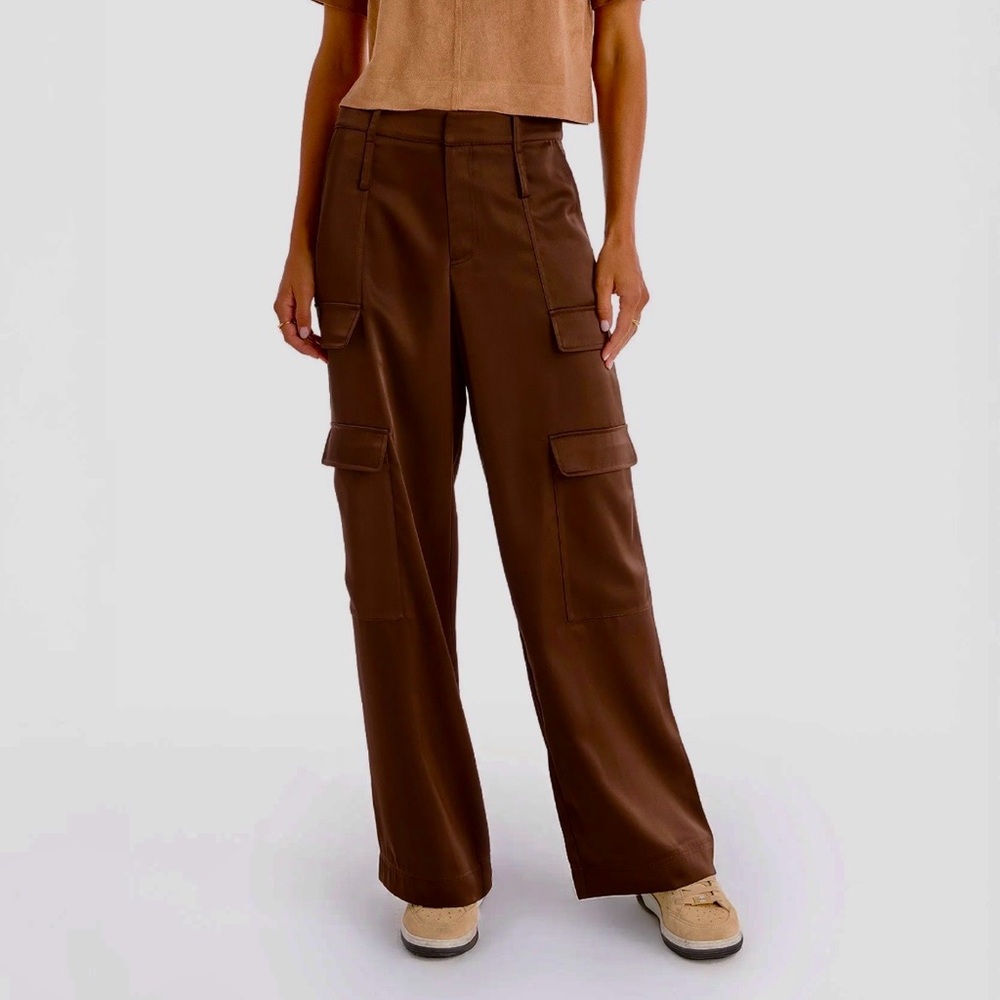 Olive green Cargo Satin Pants
